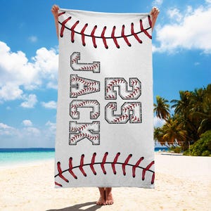 Personalized Baseball Player Beach Towel, Baseball Player Gifts, Baseball Pool Towel, Baseball Team Gifts, Custom Towel For Baseball Player