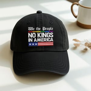 No Kings Hat, No Kings In America Hat, Patriotic Hat, Protest Hat, Political Hat, Pro Democracy, Anti Trump Hat, Democracy Embroidered Hat