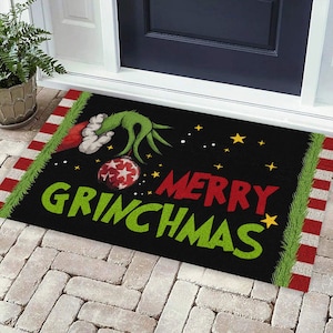 Merry Grinchmas Door Mat, The Grinch Doormat, Grinch Christmas Mat, Christmas Welcome Mat, Grinch Christmas Decor, Xmas Gift for Family