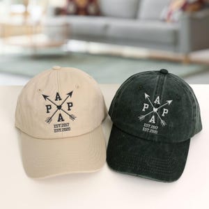 Papa Hat With Custom Year Est, Embroidered Hat, Personalized Papa Hat, Unstructured Grandpa Hat, Father&#39;s Day Gift