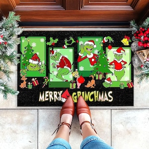 Merry Grinchmas Door Mat, The Grinch Doormat, Grinch Christmas Mat, Christmas Welcome Mat, Grinch Christmas Decor, Xmas Gift for Family