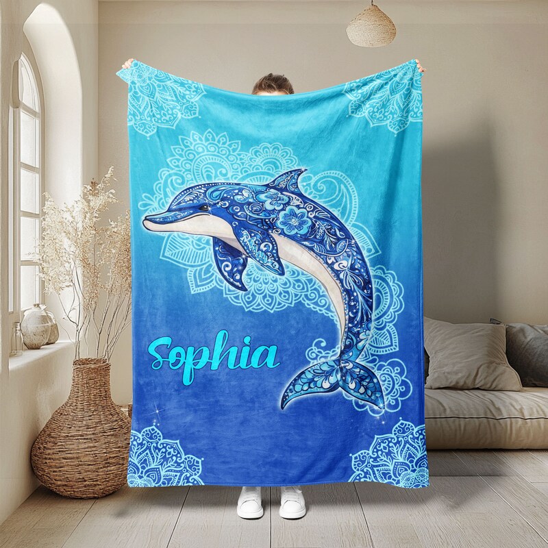 Dolphine Printed  Blanket for baby in pink colour 40x37 Inches main image 0