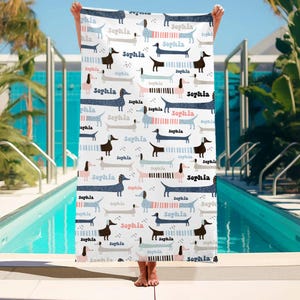Custom Dachshund Beach Towel, Personalize Pet Gift, Beach Animal Print, Summer Gift For Pet Owners, Beach Animal, Dog Mom Gift Mothers Day