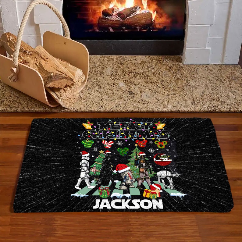 Personalized Star Wars Christmas Doormat, Custom Disney