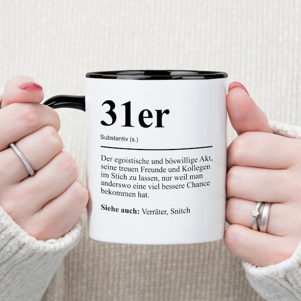 31er Tasse, Tasse zweifarbig, Lustige Abschiedstasse, Abschiedsgeschenk, Geschenk voor Kollegen, Alles leuke Geschenk, Lieblingskollege