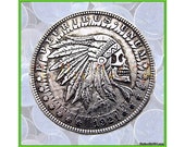 1921 Hobo Morgan Dollar Coin Free Case - Indian Chief Skull - Rare Collectible Fantasy Coin - Skeleton