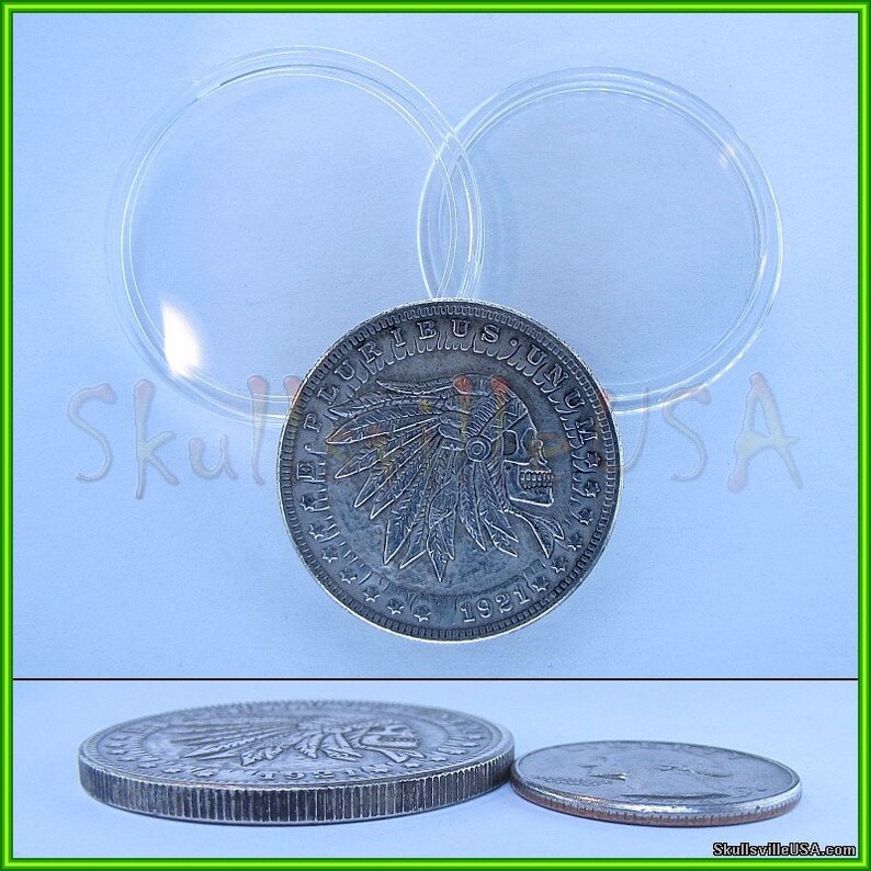 Skeleton! Rare 1921 Hobo Morgan Dollar Coin /& Free Case Indian Chief Skull