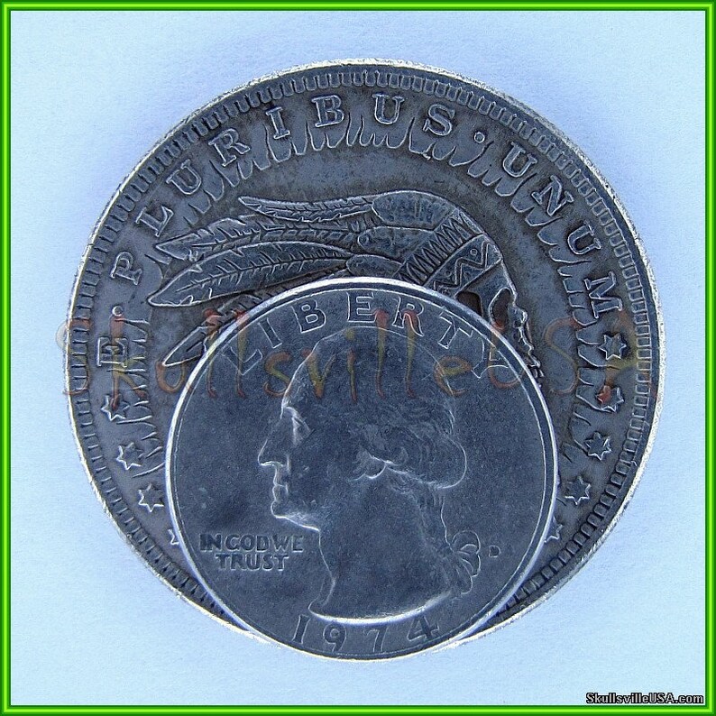 Skeleton! Rare 1921 Hobo Morgan Dollar Coin /& Free Case Indian Chief Skull
