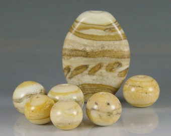 Lampwork Focal Set in Ivory and Brown