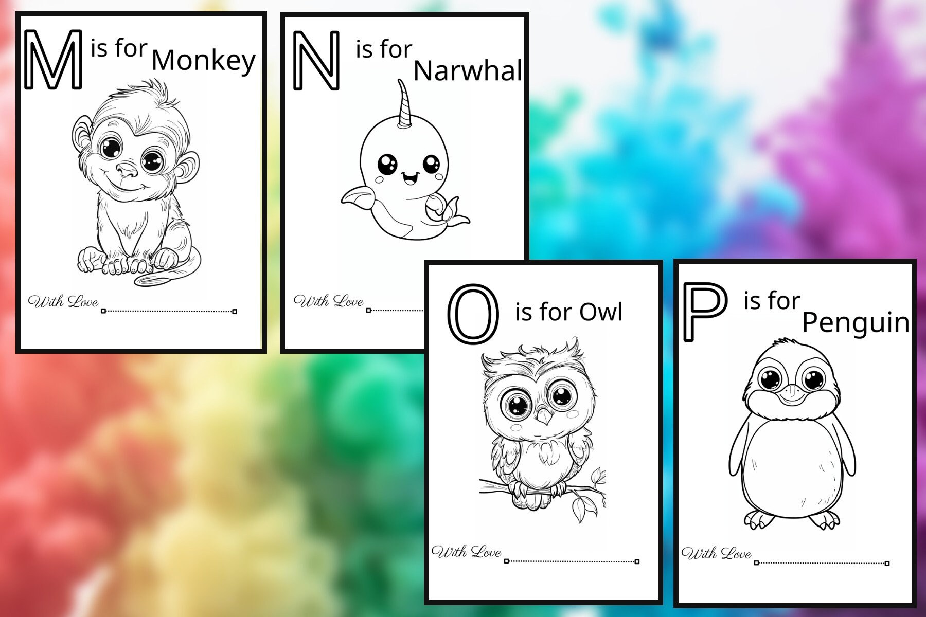 Baby ABC Animal Book Printable Animal Alphabet Coloring Pages Nursery ...