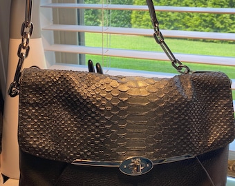 COACH MADISON Embossed Python Leather Lindsey Shoulder Bag Satchel 