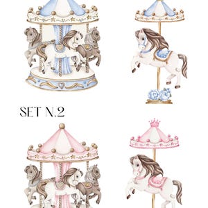 Clip art giostra acquerello, carosello, cavalluccio