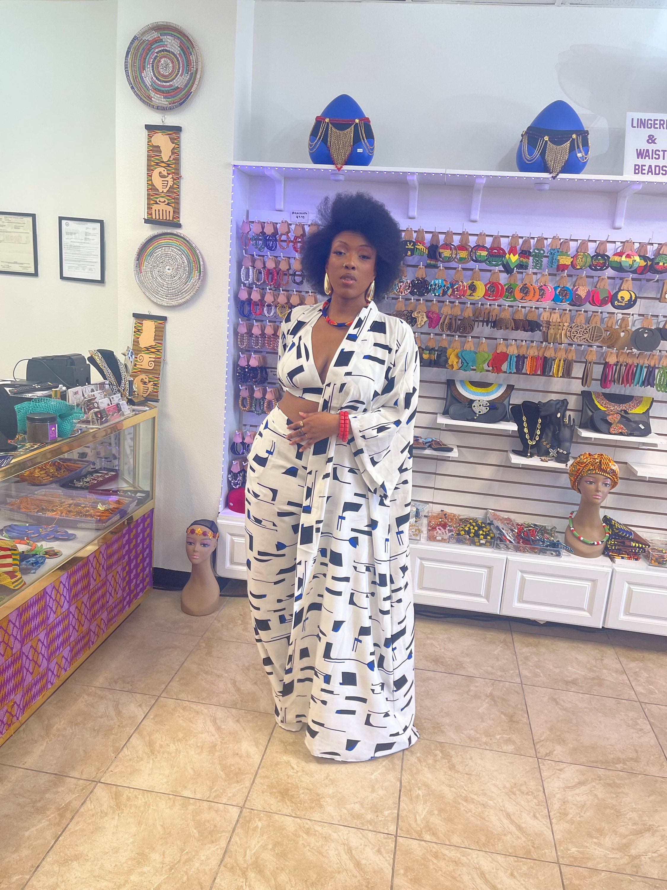 PATTERNED 3 PIECE KIMONO SET