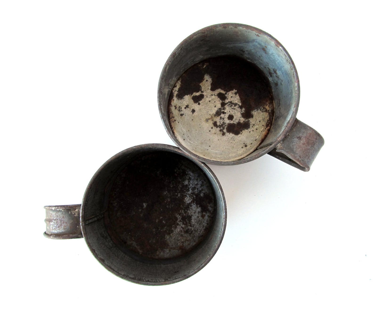 Tin Cups Set of 2 Vintage Tin Cups Etsy