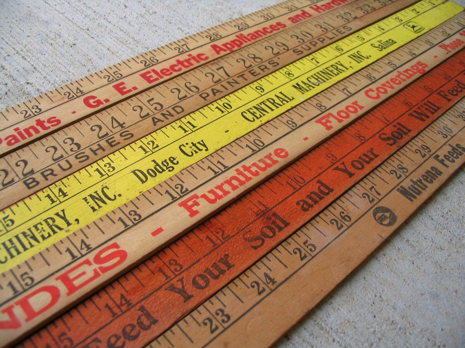 Vintage Wooden YARDSTICKS Set of 6 Etsy