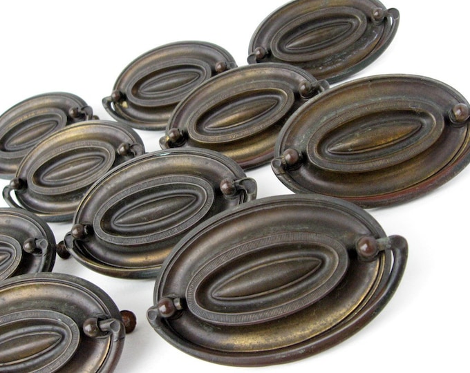 Vintage Metal Oval DRAWER PULLS Hardware Complete SET of 10 Etsy