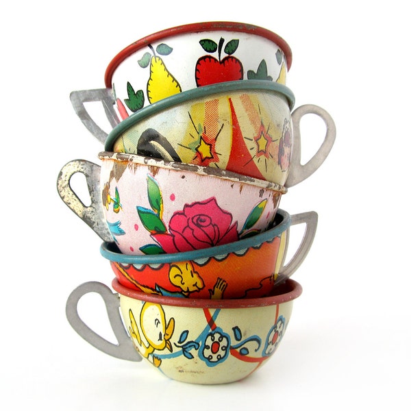 Tin Toy Teacups - INSTANT COLLECTION - Set of 5