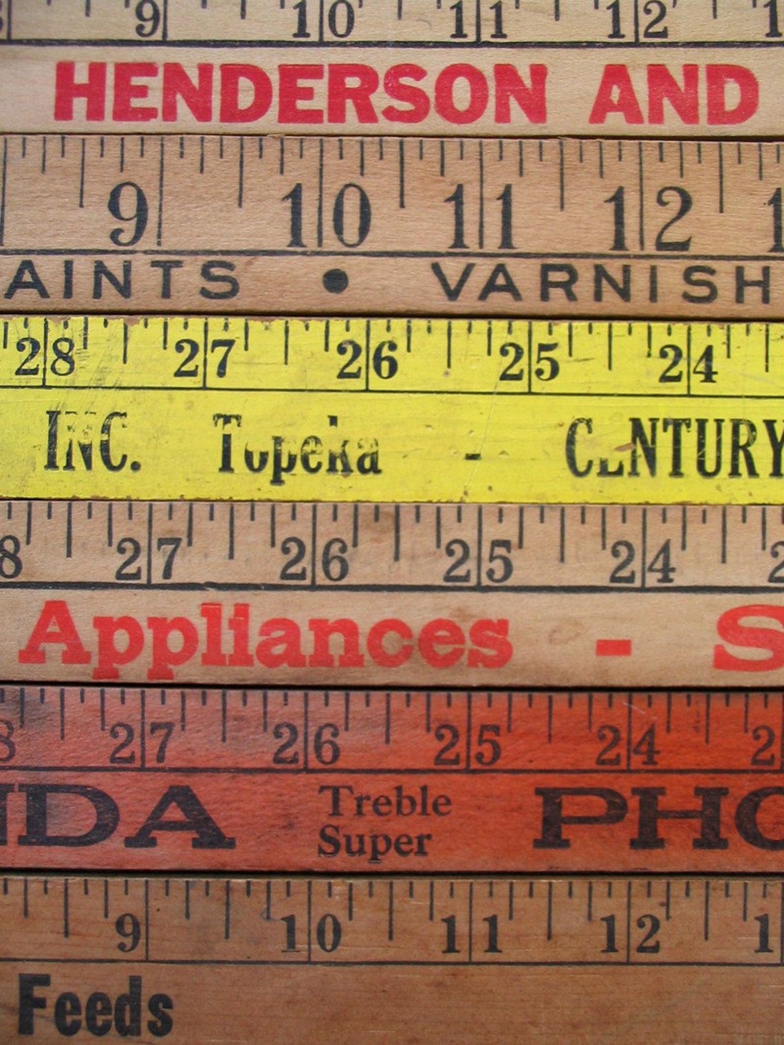Vintage Wooden YARDSTICKS Set of 6 Etsy