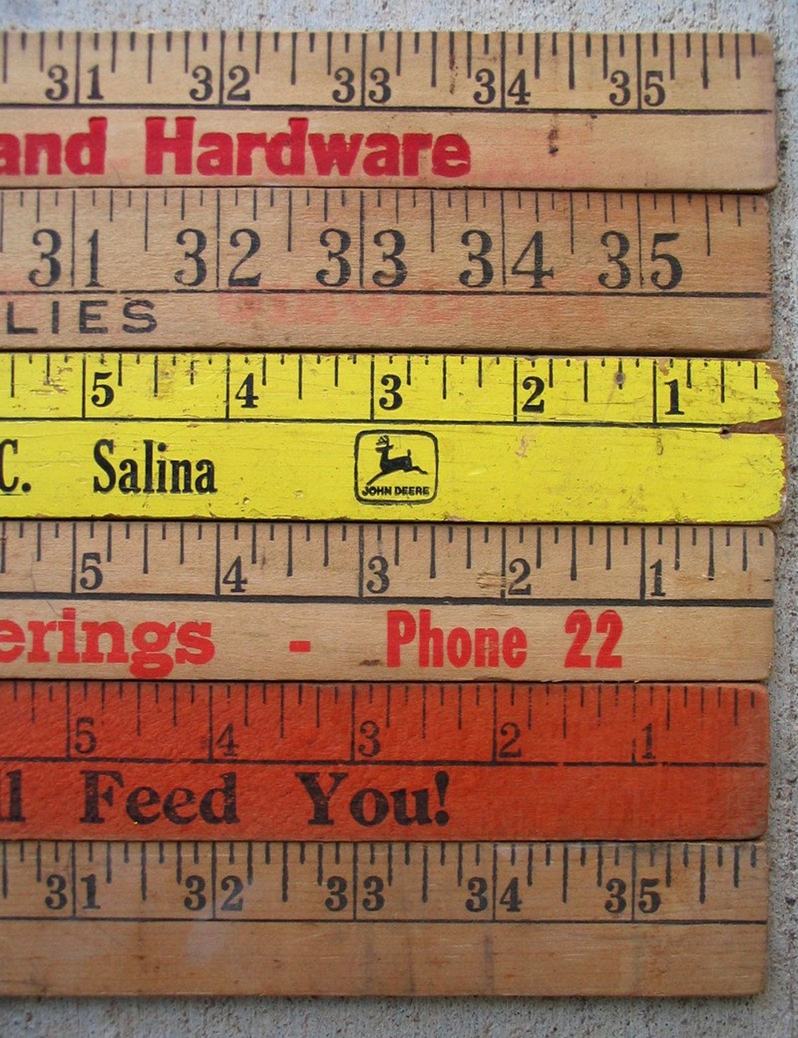 Vintage Wooden YARDSTICKS Set of 6 Etsy