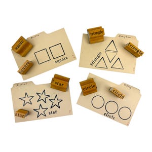 Vintage Rubber Stamps - SHAPES - Wooden Classroom Stamps: Star, Circle, Square, Triangle