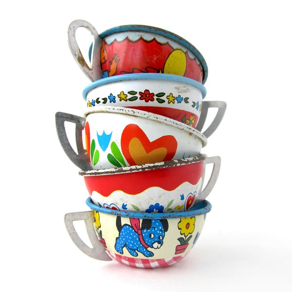 An Instant COLLECTION of TIN TEACUPS - Set of 5