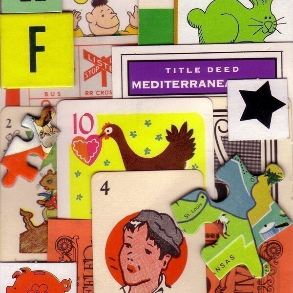 Vintage FUN and GAMES Ephemera - ASSORTED - For Collage, Scrapbooking and More