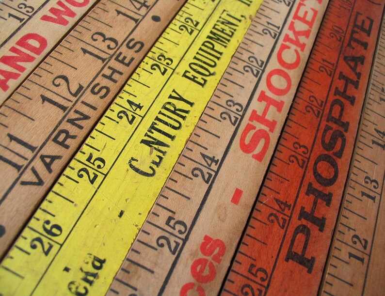 Vintage Wooden YARDSTICKS Set of 6 Etsy