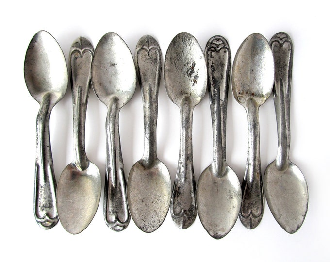 Tin Spoons Set of 2 Large Vintage Metal Spoons Etsy