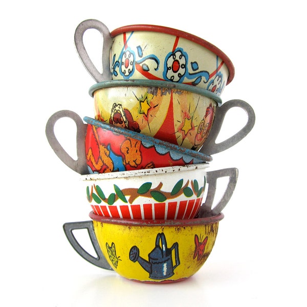 Tin Toy Teacups - INSTANT COLLECTION - Set of 5