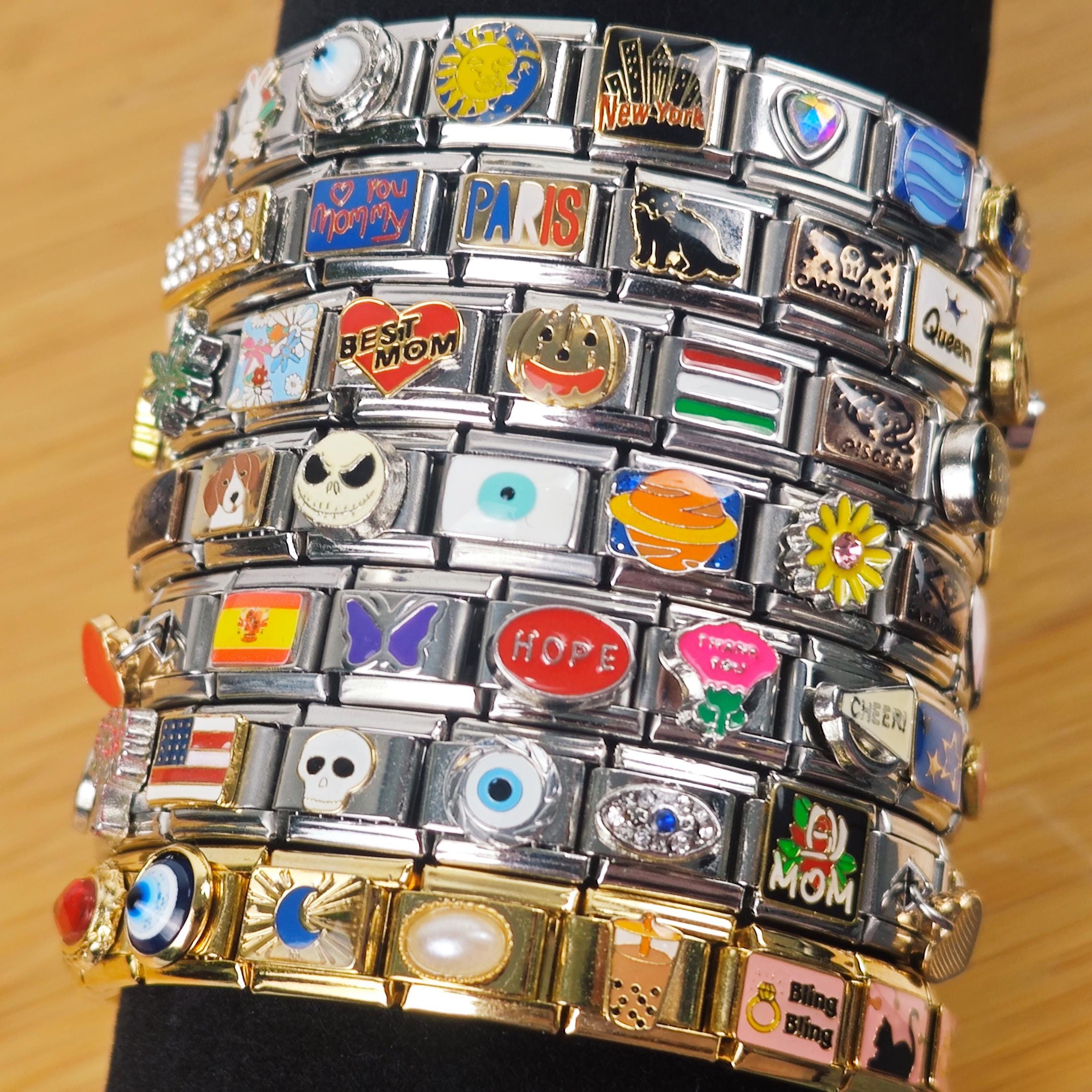 Quiges 9mm Italian Charm Teddybär - Edelstahl Anhänger Für Charm-Armbänder