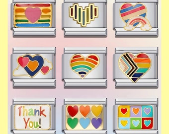 Rainbow Love Italian Bracelet Charms / Italian Charms / Vintage Italian Bracelets / Custom Bracelet Charms