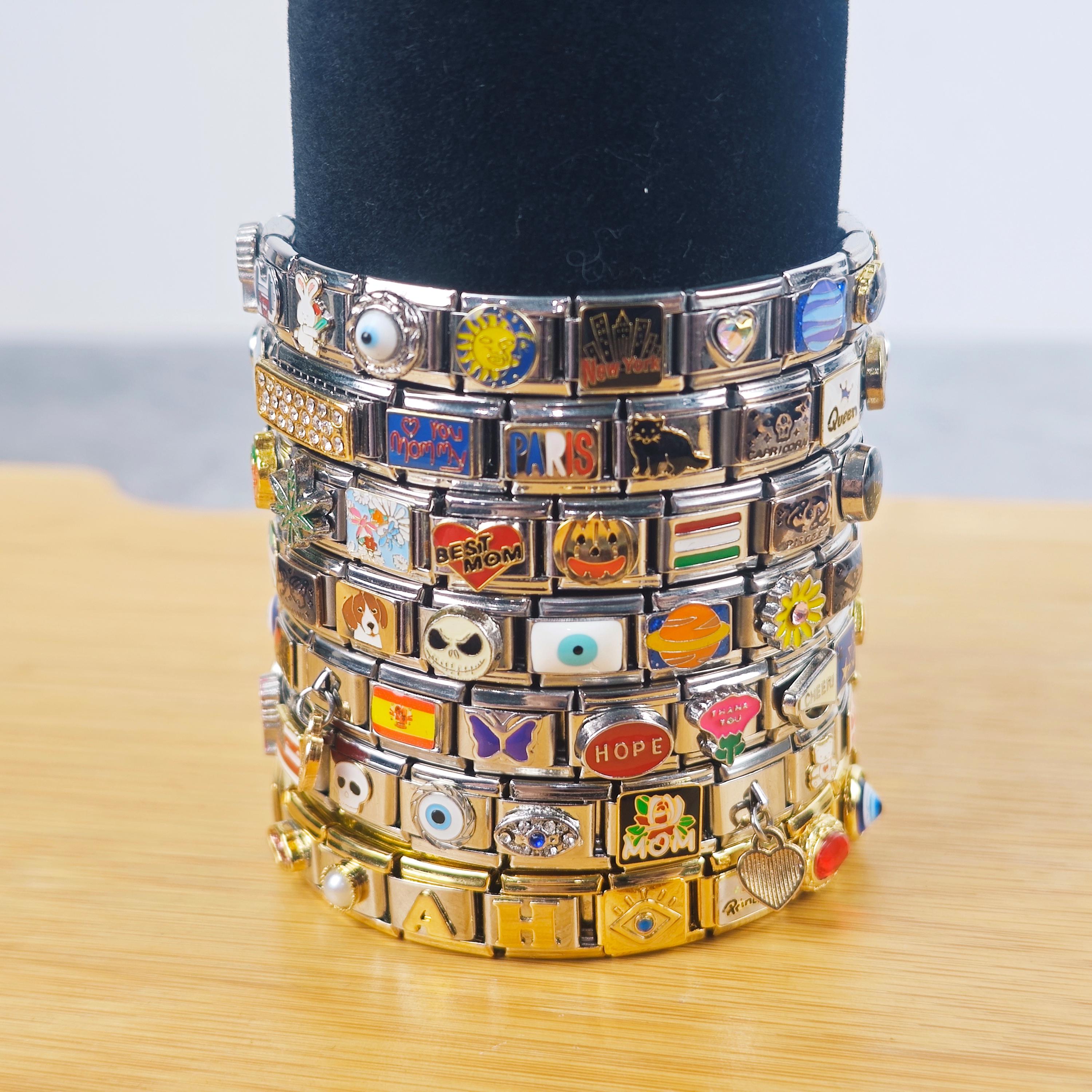 Italian Charm Bracelet Charms Papasgix Custom Silver Gold Set 10