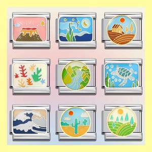 Landscape  Italian Bracelet Charms / Italian Charms / Vintage Italian Bracelets / Custom Bracelet Charms