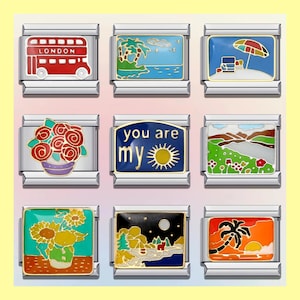 Leisure Vacation  Italian Bracelet Charms / Italian Charms / Vintage Italian Bracelets / Custom Bracelet Charms