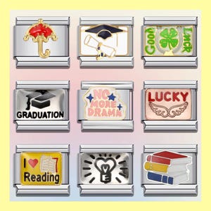 Student Graduation Italian Bracelet Charms / Italian Charms / Vintage Italian Bracelets / Custom Bracelet Charms
