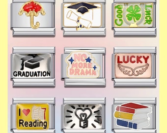 Student Graduation Italian Bracelet Charms / Italian Charms / Vintage Italian Bracelets / Custom Bracelet Charms