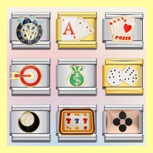 Poker Entertainment Italian Bracelet Charms / Italian Charms / Vintage Italian Bracelets / Custom Bracelet Charms