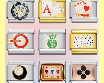 Dijes para pulseras italianas de Poker Entertainment / Dijes italianos / Pulseras italianas vintage / Dijes para pulseras personalizados