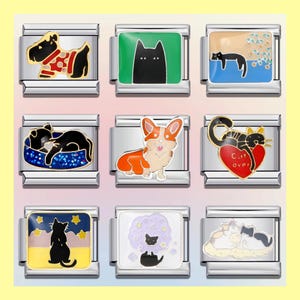 Cat/Dog Italian Bracelet Charms / Italian Charms / Vintage Italian Bracelets / Custom Bracelet Charms
