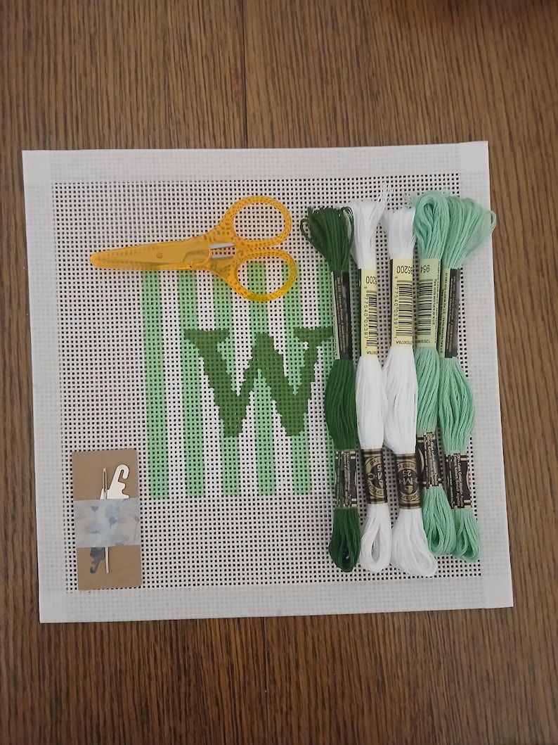 Beginner Needlepoint Personalized Letter Canvas Gift for Friend Summer Craft Gift for Mom Needlepoint Canvas Initial Needlepoint Kit Bild 9