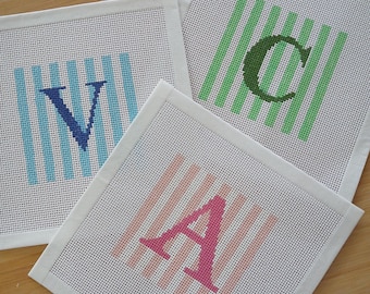 Beginner Needlepoint Personalized Letter Canvas Gift for Friend Summer Craft Gift for Mom Needlepoint Canvas Initial Needlepoint Kit