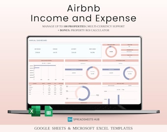 Airbnb Income and Expense Tracker | Property Management Spreadsheet (Excel and Google Sheets)
