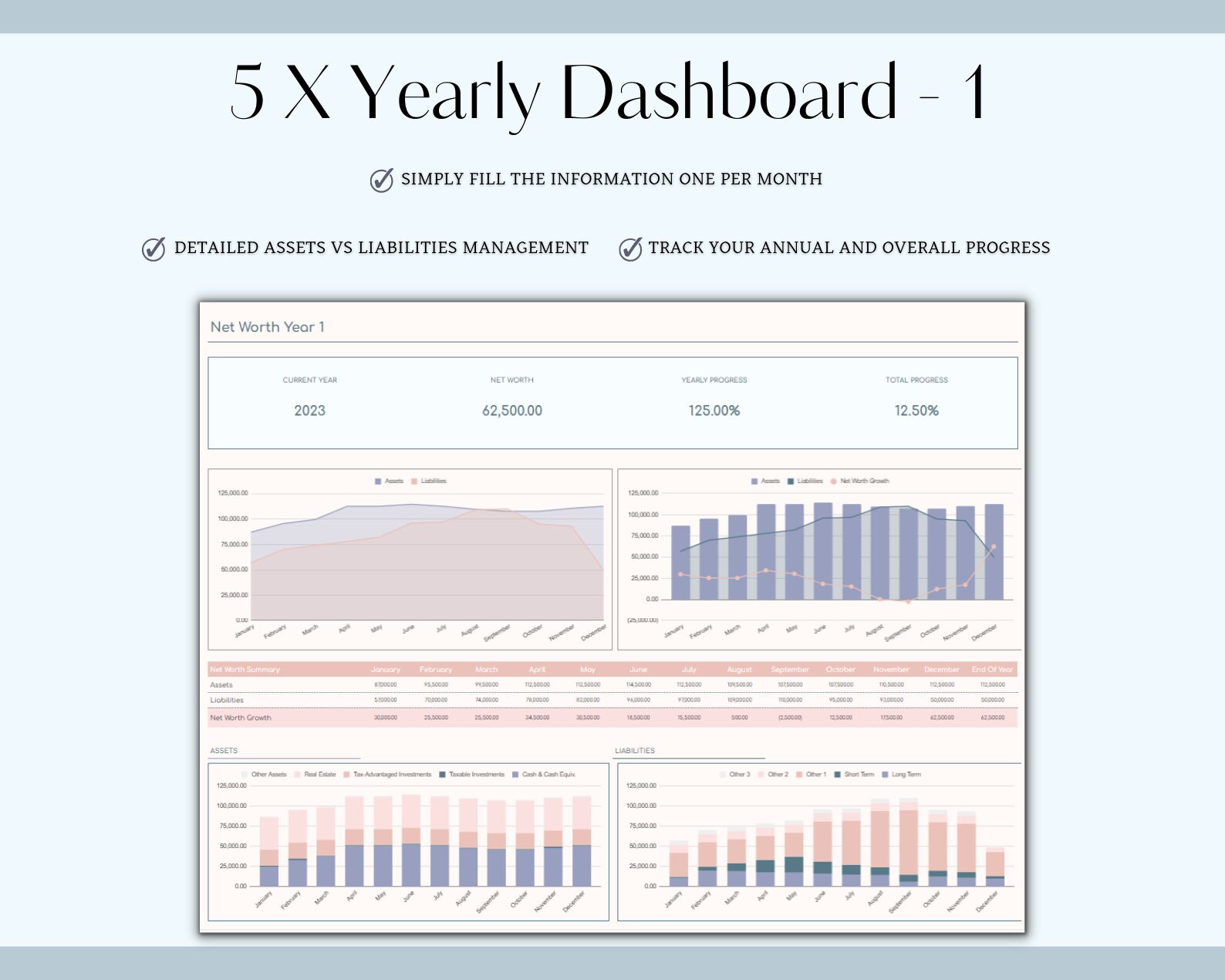 Net Worth Tracker Spreadsheet Template in Excel &amp; Google Sheets, Net ...