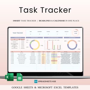Task Tracker Template Spreadsheet for Google Sheets & Excel | Productivity Tracker | Priority Tracker