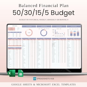 50/30/15/5 Budget Spreadsheet Template | Excel & Google Sheets | Balanced Financial Plan | 50/30/15/5 RULE