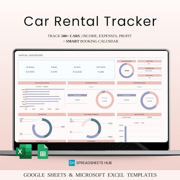 Car Rental Template Excel - Etsy