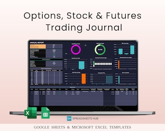 Options Stock Futures Trading Journal Template Google Sheets Excel P&L ROI Instant Download