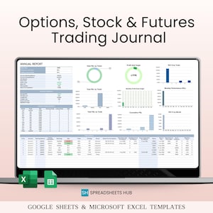 Modèle de journal de négociation d&#39;options, d&#39;actions et de contrats à terme pour Google Sheets et Excel