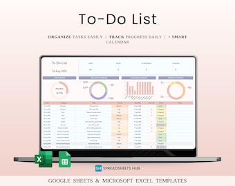 To-Do List Tracker Template Google Sheets Excel | Digital Task Planner Calendar Instant Download