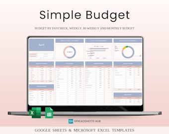 Planificador de presupuesto en Excel y Hojas de cálculo de Google / Hoja de cálculo de presupuesto mensual / Seguimiento de finanzas personales